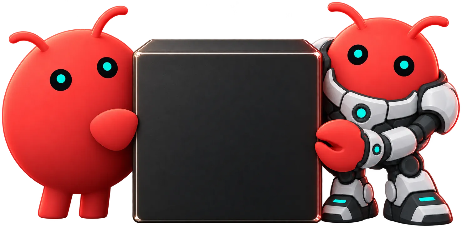 The OpenClaw mascot and the OpenClaw Enterprise mascot, in its robot suit, hug a black block that carries the RAW Labs logo.
